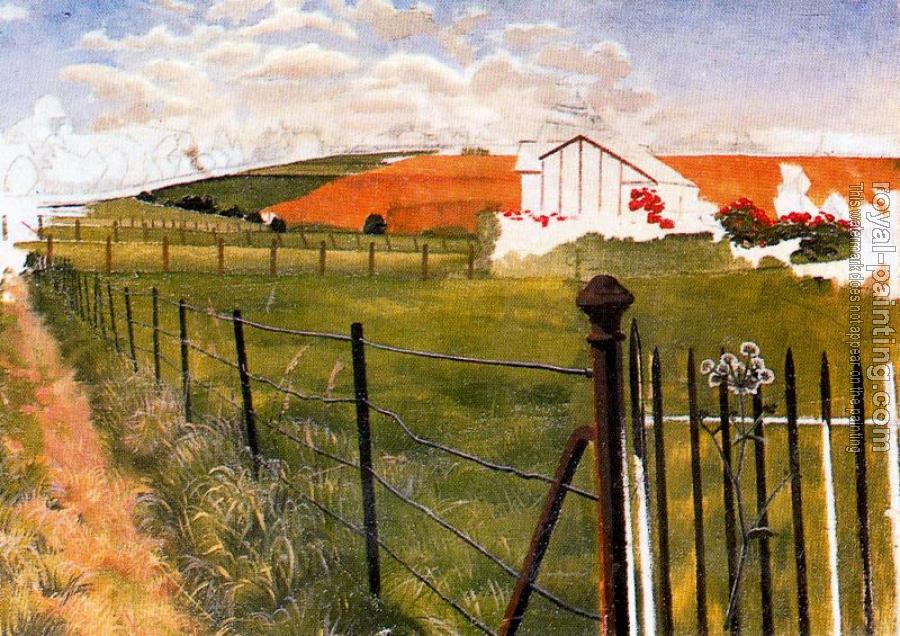 Stanley Spencer : Extensive Landscape with a Wroght-Iron Gat